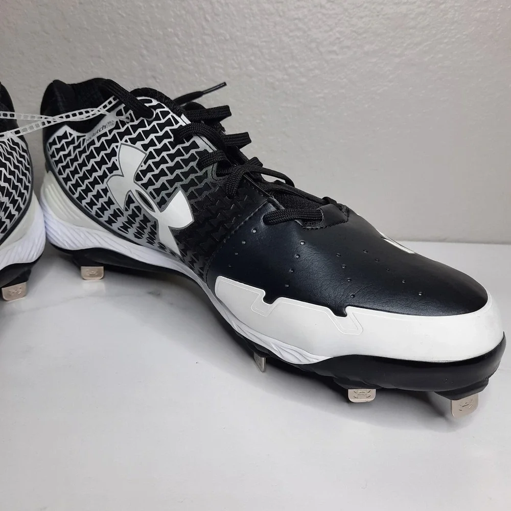 Under Armour Authentic MLB Mens Sz 15 Heater Charged Baseball Cleats Black White